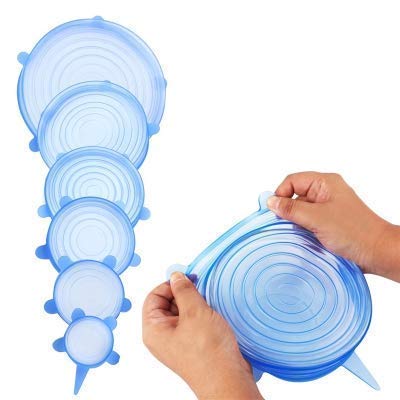 Carrot - Silicone Stretch Lids, Multi Size Reusable Silicone Lids (Pack Of 6 Pcs),