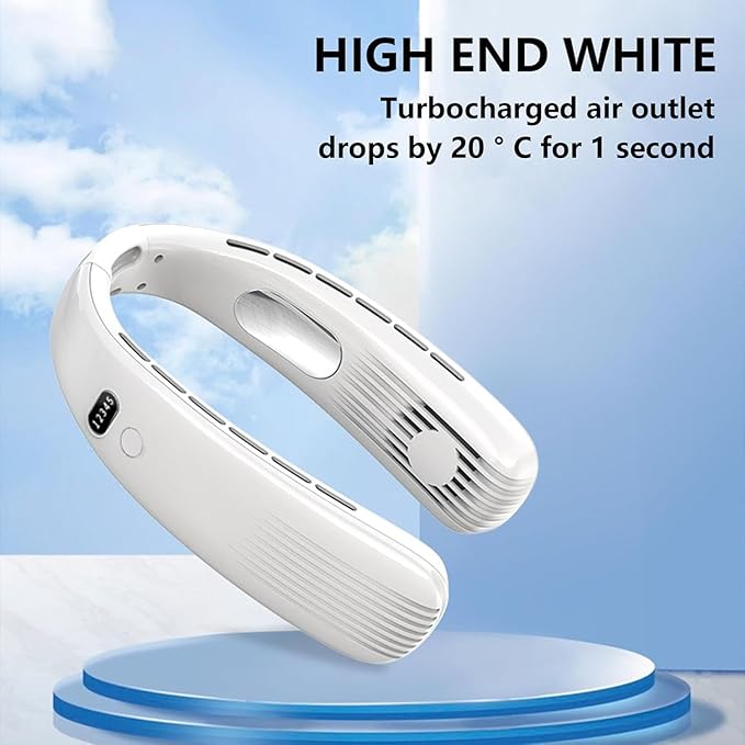 One94Store Portable Bladeless Hanging Neck Fan – 12 Air Outlets, 2400mAh