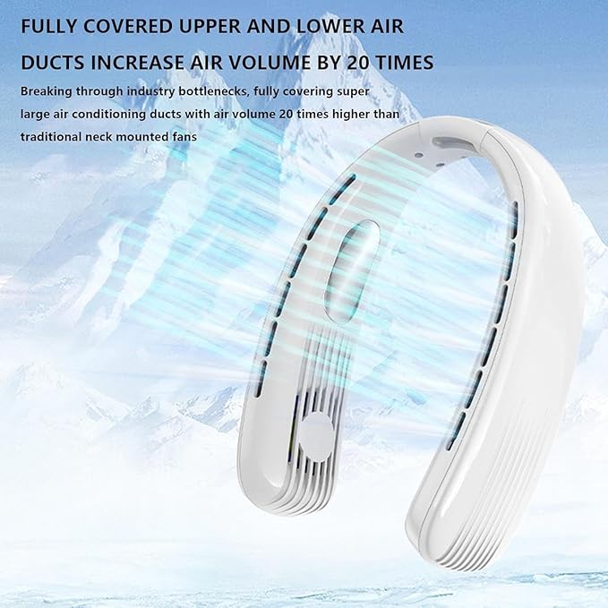 One94Store Portable Bladeless Hanging Neck Fan – 12 Air Outlets, 2400mAh