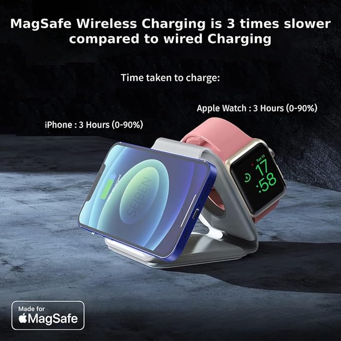 Mag Safe Magnetic 3-in-1 Wireless Charging Station for iPhone Apple Watch AirPods