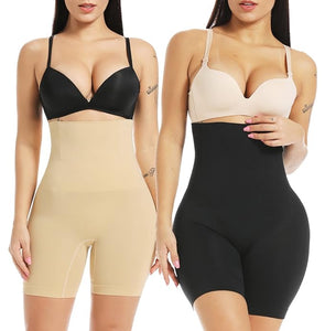 Women's Cotton Nylon Seamless Wired Tummy Control High Waist and Thigh Ladies Shaper Briefs Shapewear| Tummy Shapewear, Stomach shaperwear, stomach shaper, body shaper (2PACK,BEIGE - BLACK)