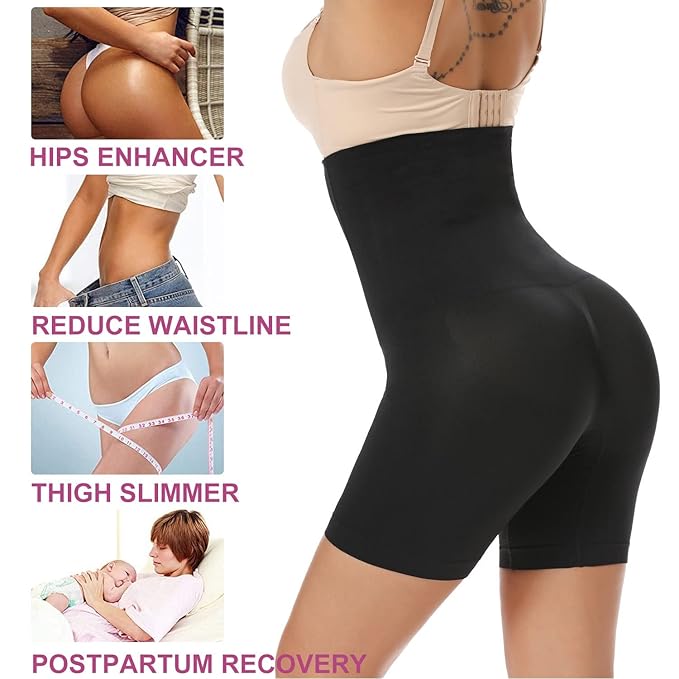 Women's Cotton Nylon Seamless Wired Tummy Control High Waist and Thigh Ladies Shaper Briefs Shapewear| Tummy Shapewear, Stomach shaperwear, stomach shaper, body shaper (2PACK,BEIGE - BLACK)