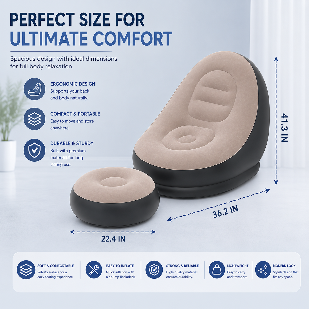 Inflatable Flocked Bean Bag Chair