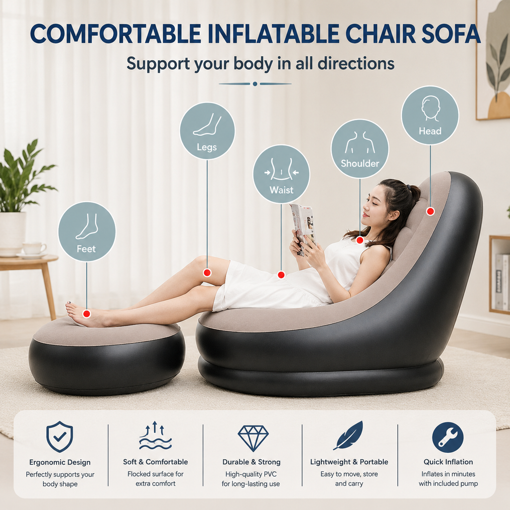 Inflatable Flocked Bean Bag Chair