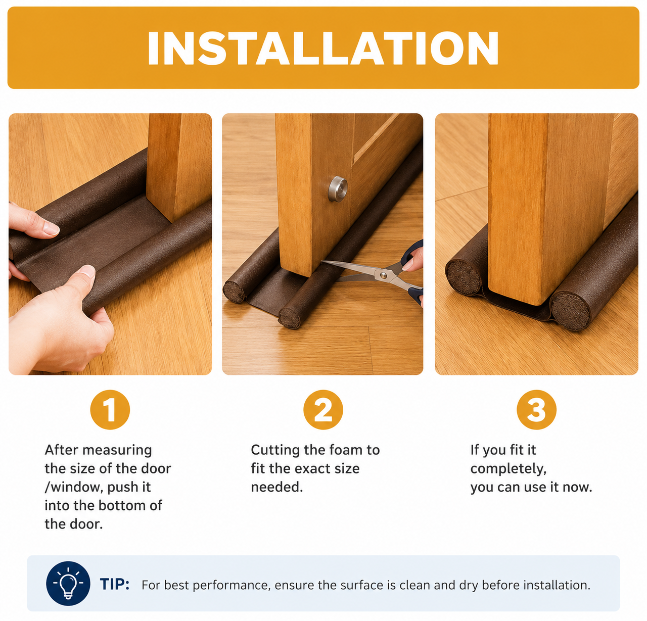 Door Bottom Sealing Strip Guard for Home Waterproof - Brown, 39 inch
