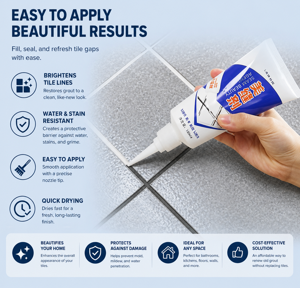 Unity Brand Tiles Gap Filler Waterproof, Gap Sealant, Grout, White Cement Paste Tube