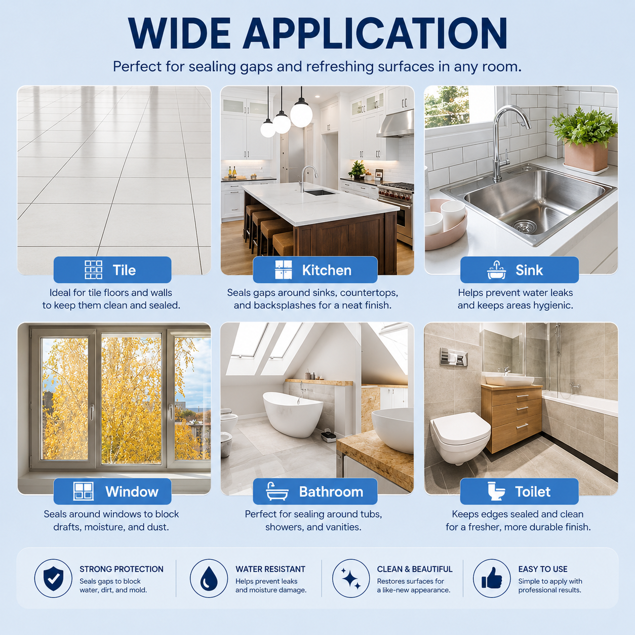 Unity Brand Tiles Gap Filler Waterproof, Gap Sealant, Grout, White Cement Paste Tube