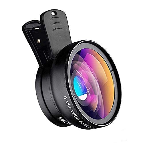 MAXXOX Mobile Camera Lens, 0.45X Super Wide Angle Lens, 15X Macro Lens, Clip-On 2 in 1 Professional Kit