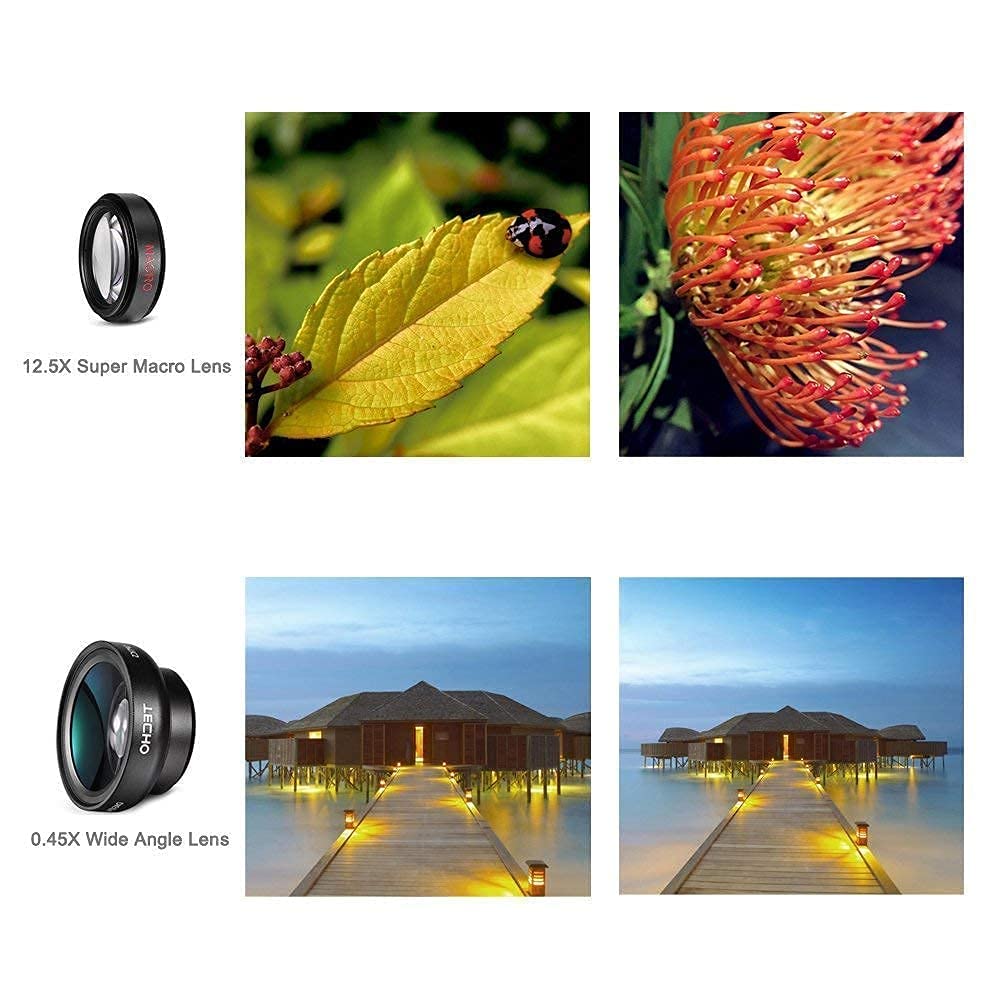 MAXXOX Mobile Camera Lens, 0.45X Super Wide Angle Lens, 15X Macro Lens, Clip-On 2 in 1 Professional Kit