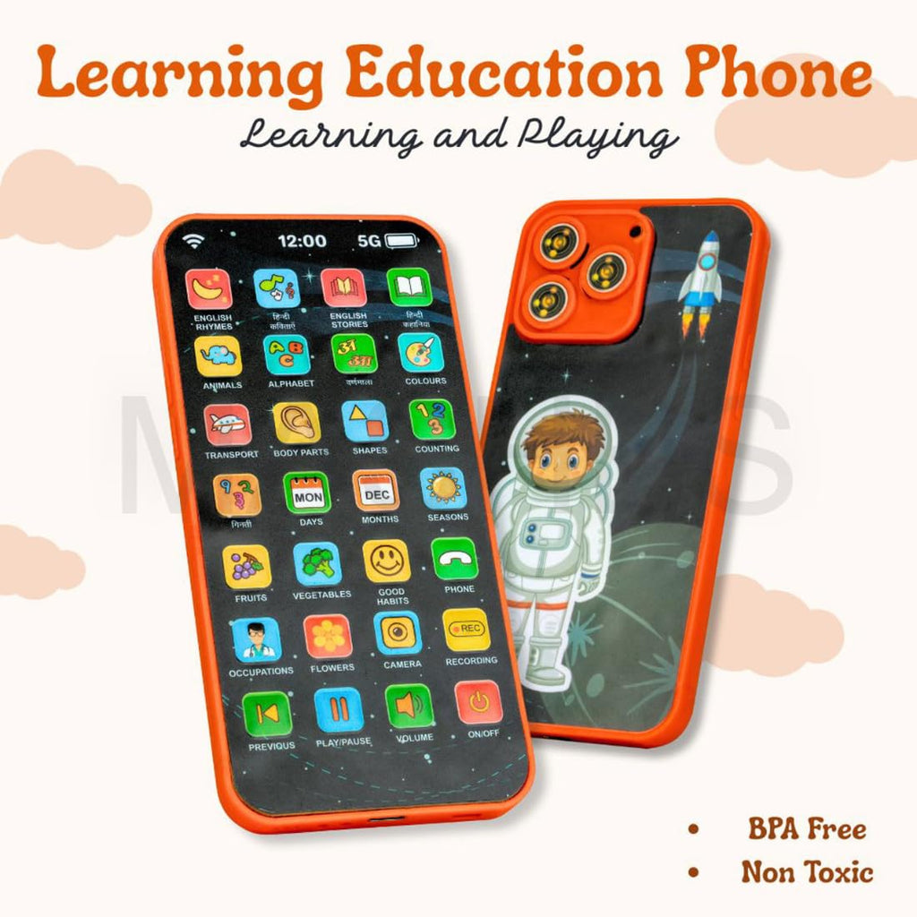 Educational Phone Toy for 2-12 Years Kids Rechargeable 24 Modes Talking Baby Smart Phone Mobile Toy for Boys Girls Christmas Gift Birthday Surprise (Hindi & English Version)