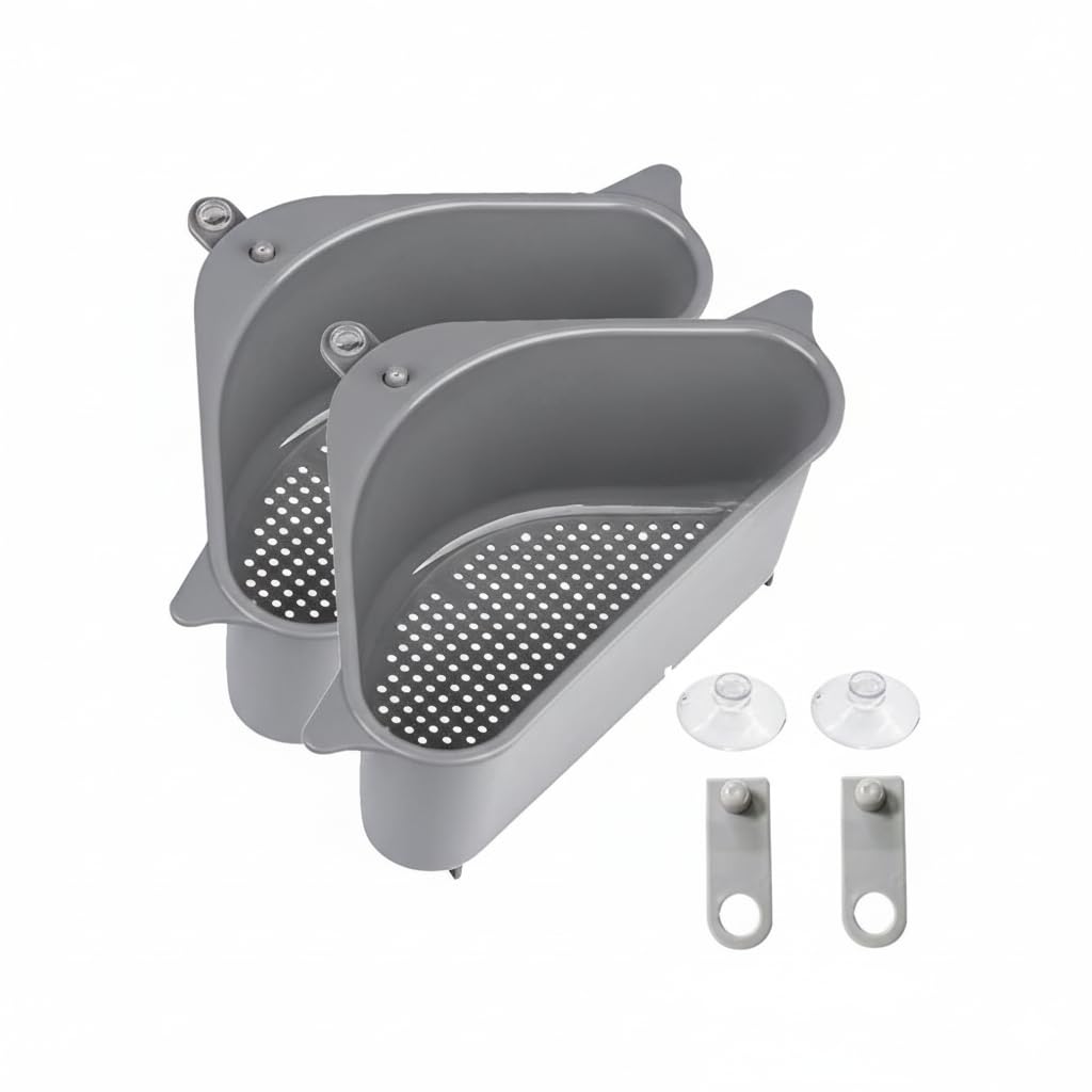 Kitchen Sink Drain Basket | Corner Sink Strainer with Hanging Filter Pack of 2