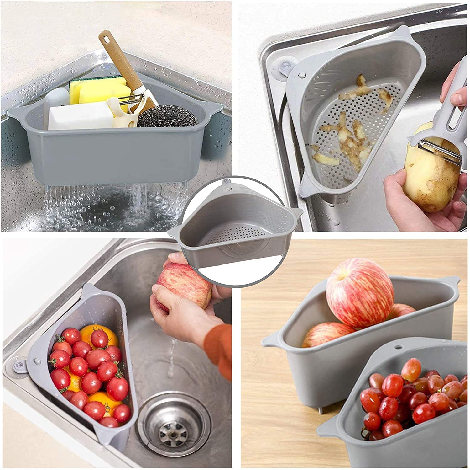 Kitchen Sink Drain Basket | Corner Sink Strainer with Hanging Filter Pack of 2